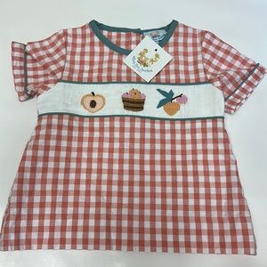 NWT Busy Bees Smocks peach smocked T-shirt size 2T